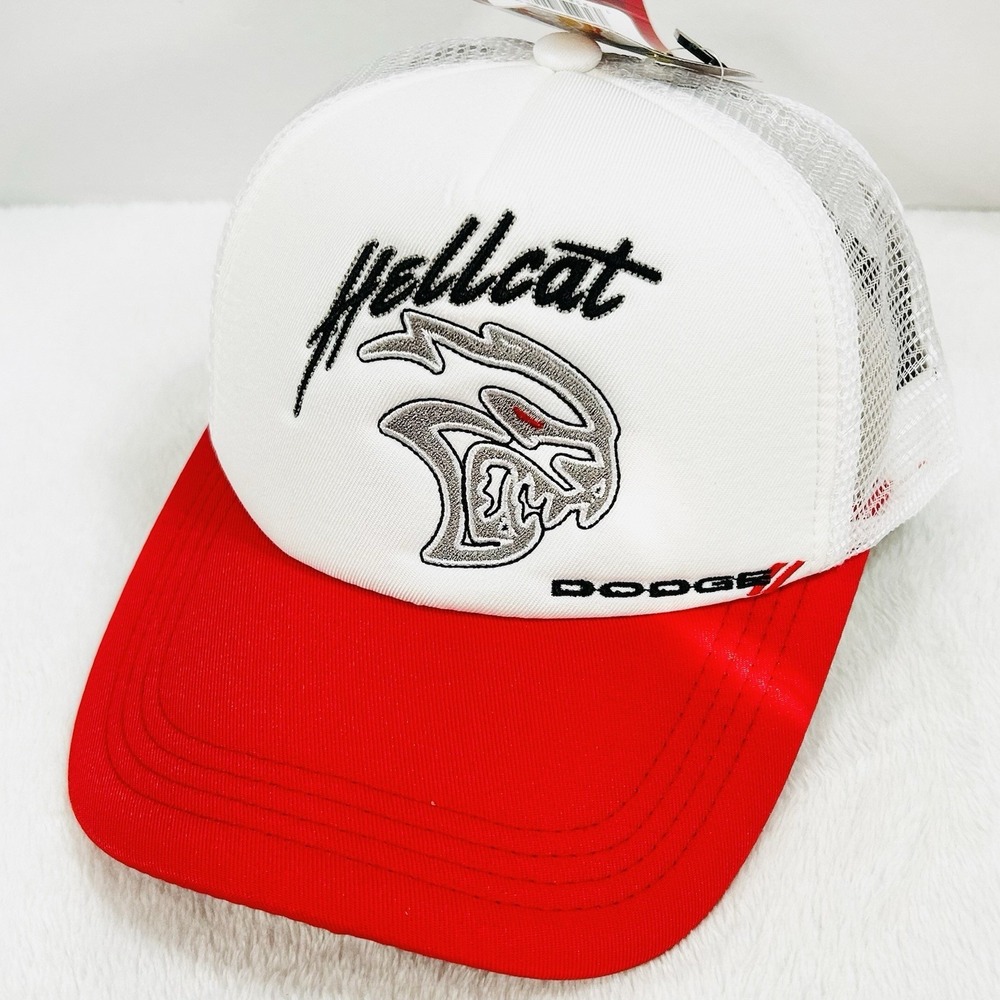 Dodge SRT Hellcat Logo Trucker 2-Tone Foam Hat Cap Adjustable‎ Snapback White